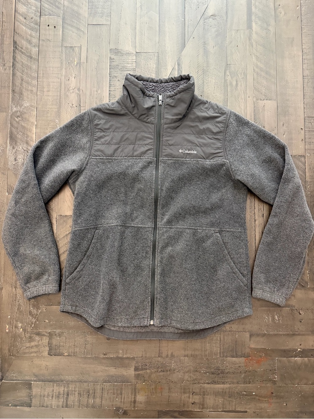 Columbia Women's Grey Quilted-Panel Full-Zip Jacket